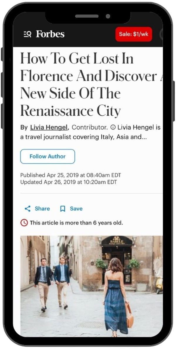Forbes: How to Get Lost in Florence and Discover a New Side of the Renaissance city